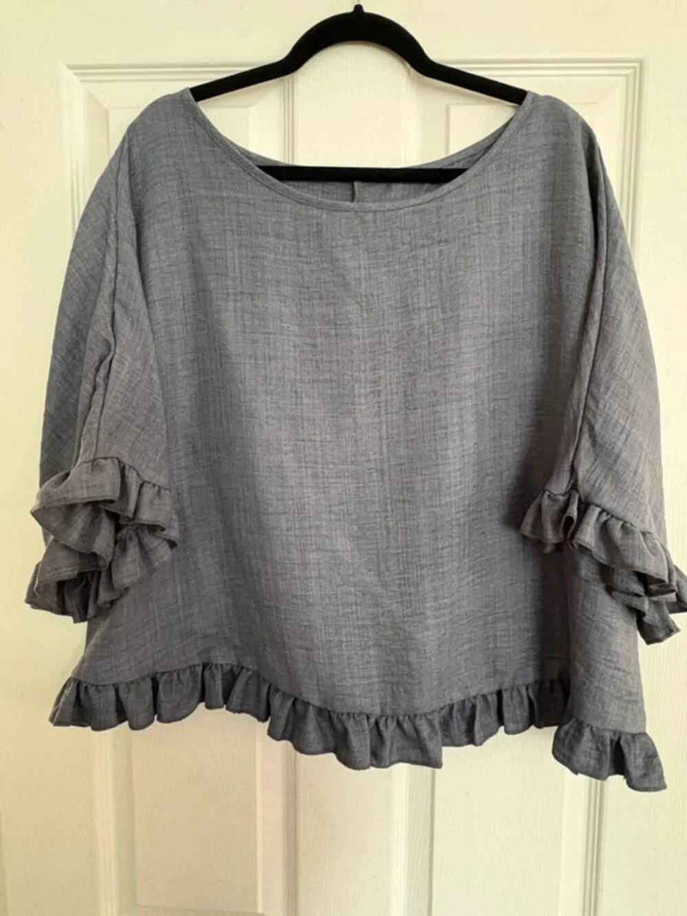 Shein Womans Ruffled Blouse Blue Size XXXL - Picture 1 of 3